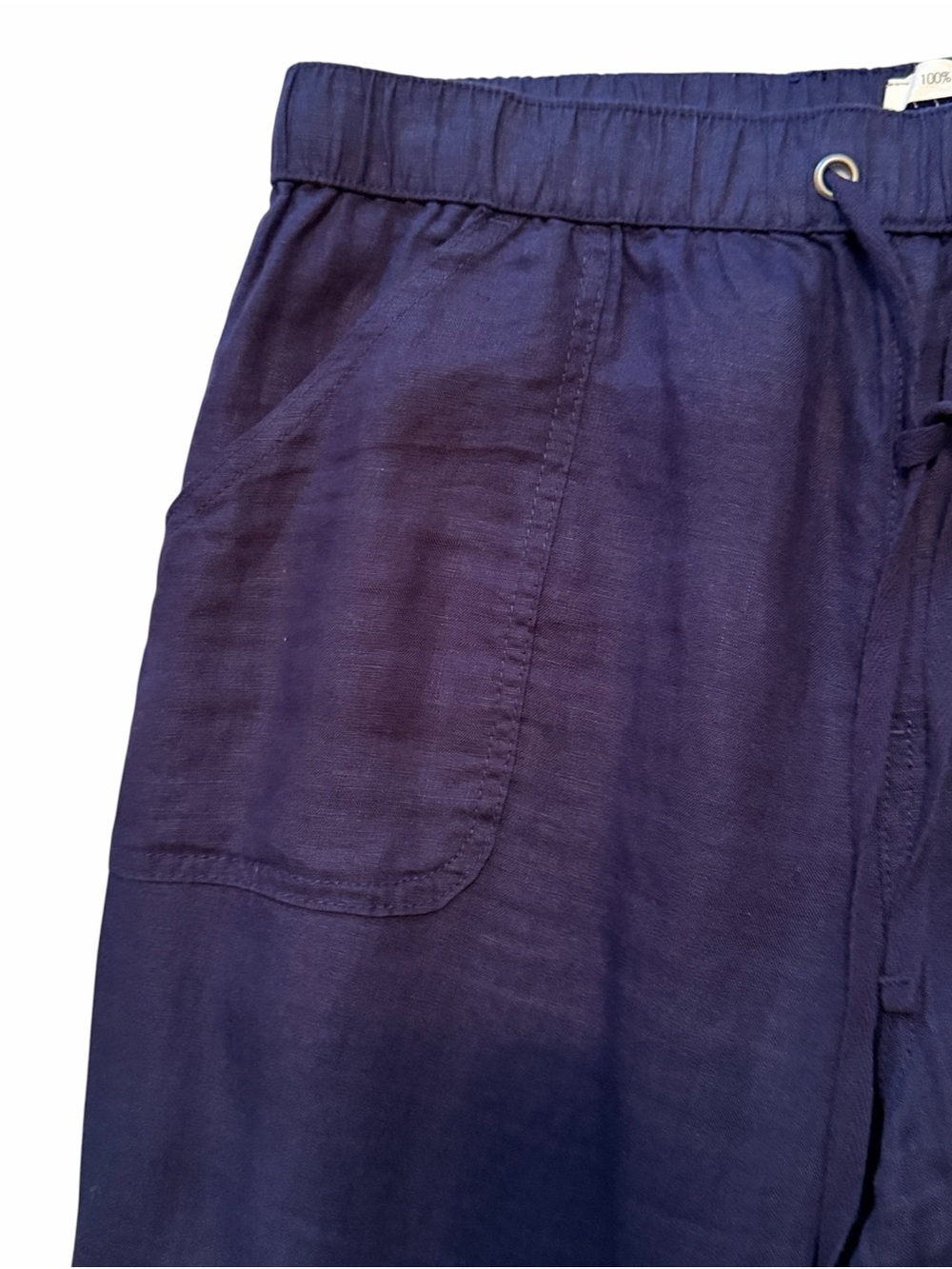 C&C California Navy Blue Linen Drawstring Jogger Pant L - Picture 3 of 8